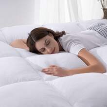 Thick Mattress Topper Queen, Pillow Top Mattress Topper Overfilled 900 GSM Down Alternative , Cotton Super Soft Quilted Cooling Mattress Pad 8-24" Deep Pocket - White - View 7