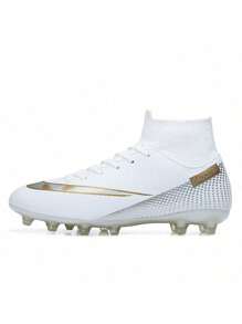 SUNAIS Men's Soccer Shoes With Non-Slip Spikes High-Tops Lace-Up Indoor Futsal TF Turf Cleats Sneaker