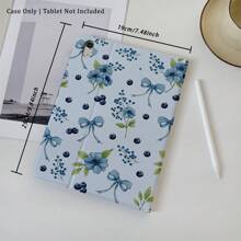 Funda de tableta con lazo, fondo azul claro y patrones de flor, lazada y mora azul, funda de tablet compatible con iPad 10.9/10.2/Air 5.a generación/Pro11/10th/93.7/Aire 2/iPad (7.o generación)/IPads Air 4/5/IPad Pro 11/ipad 10.e generación 2022 Smart Case/ iPad Air 13M3 2025/M3/AIR 11M 2025+ 11Ax 2025S/S9Spase(iPage 9/Fab/Plang 9S) Función de Air 10/X/spack S9A(SmiSmart 9ake 9/20)