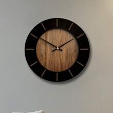 Dekorative runde Holz Wanduhr, künstlerische geräuschlose Batterie-betriebene Uhr Dekoration für Zuhause 14 16 18 Zoll Vintage Holz Uhr Heimdekoration für Küche, Wohnzimmer, Schlafzimmer, Büro - Holzfarbe + Schwarz - Übersicht 6