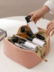 1pc Women's Fashion Large Capacity Cosmetic Bag, Portable Travel Handbag Organizer - Multicolor - View 9