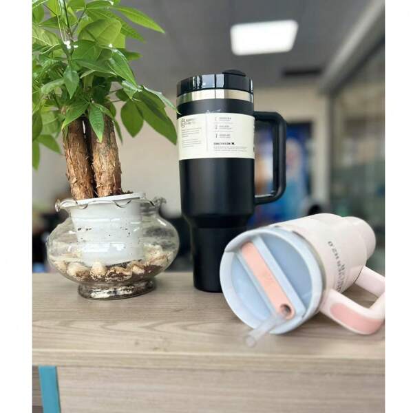 40 Oz H2.0 Tumbler With Handle, Double Walled Vacuum Insulated Stainless Steel Water Bottle Premium Summer Drinkware Portable Handy Flask Travel Mug Iced Coffee Cup For Outdoor Camping, Hiking, Driving, Travel, Perfect Gift Idea Back To School Back To School