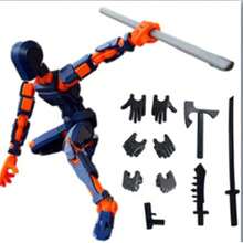 1个可动人偶套装 - 3D打印DIY幸运符，配有可替换武器和360°可动关节（2.16*0.59*5.51英寸）| 可定制减压展示架，适用于办公室/桌面 | 生日/圣诞节/返校创意礼物 - 彩色 - 查看 8