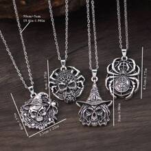 GuoShuang 4pcs Retro Men's Necklace Gothic Rock Skull Halloween Retro Necklace Jewelry Gift