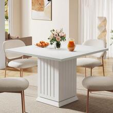 Tribesigns 90cm White Square Dining Table With 2 Placemats – Sturdy Pedestal Base For Dining Room, Living Room, And Kitchen - White - View 10