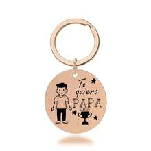 不锈钢圆形冠军爸爸钥匙扣，父亲节礼物 - 彩色 - 查看 7