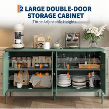 59" Buffet Cabinet With Storage, Modern Sideboard With 4 Doors And Adjustable Shelves, Credenza Coffee Bar Cabinet For Dining Room, Kitchen, Or Living Room, Green - màu xanh lá - Xem 2