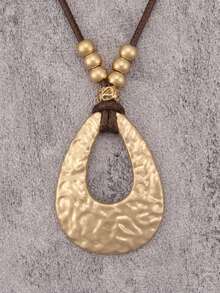 1 chiếc vòng cổ kim loại xoắn tròn vàng tối giản, vòng cổ xích phóng đại thời trang dành cho cả nam và nữ, thích hợp làm quà tặng cho bạn trai/bạn gái - Ngắn - Xem 7