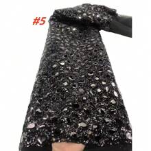 Latest Gold African Tulle Lace Fabric 2025 High Quality Sequins Embroidery French Nigerian Lace Fabrics For Wedding Dress Sewing