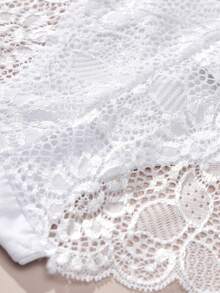 FOVTY 3pcs Plus Size Women Lace Sexy Panties & Lingerie Set, Autumn/Winter - White - View 7