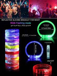 Paquete de 6/10/15 Brazaletes luminosos de burbuja multicolor LED, brazaletes con luces de colores parpadeantes que pueden durar talla grande de 12 horas. Brazalete de fiesta de acrílico con brillo, perfecto para bar, boda, fiesta, concierto, Navidad, regalo de cumpleaños