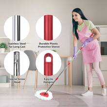 Spin Mop Replacement Set For O-Cedar Easywring 1-Tank System, Ludes 2 Mop Head Replacement, 1 Handle (30-58In Adjustable