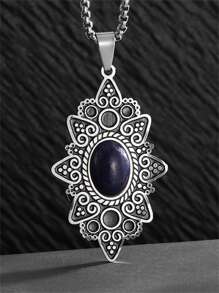 1 件复古蕾丝图案不锈钢吊坠项链，适合女士，时尚百搭珠宝礼物 - 時尚新款 - 查看 10