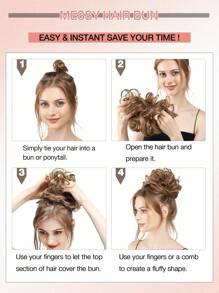 优雅的 6 英寸真人发圈 - 柔软、蓬松、耐用的弹性发髻,适合女性,多种颜色可供选择 - 彩色 - 查看 10