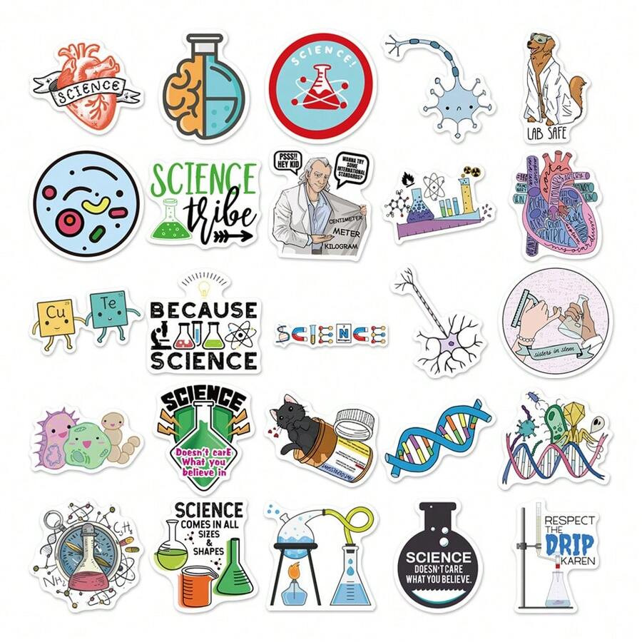 50 件实验室贴纸化学贴纸科学贴纸生物贴纸实验室礼品科学装饰乙烯基防水贴纸美观笔记本电脑贴纸包滑板贴纸水瓶贴纸笔记本贴纸