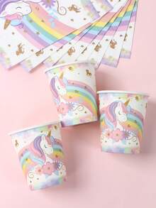 40 món/bộ, Bộ đồ ăn dùng một lần theo chủ đề kỳ lân cầu vồng, Bộ đồ ăn dùng một lần bằng giấy họa tiết kỳ lân cầu vồng kỳ ảo cho tiệc mừng em bé chào đời, Thích hợp cho tiệc sinh nhật lần thứ 1 của trẻ sơ sinh, Sự kiện gia đình, Vật dụng trang trí tiết lộ giới tính - Kỳ lân cầu vồng - Xem 10