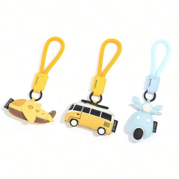 1pc Creative Bus Shaped PU Leather Keychain, Featuring Bus, Airplane, Motorcycle Designs, Suitable As Car Key Chain, Bag Charm, Perfect Gift For Men And Women For Daily Use Or Holidays School Cartoon