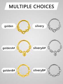 16G 8mm/10mm 316L Stainless Steel Closed Nose Ring, Septum Ring, Fashion Personalized Sheep Horn Nose Piercing Jewelry, Women's Cartilage Earring - Thorn - View 7