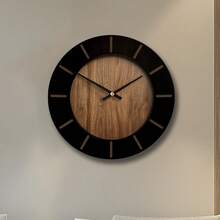 Dekorative runde Holz Wanduhr, künstlerische geräuschlose Batterie-betriebene Uhr Dekoration für Zuhause 14 16 18 Zoll Vintage Holz Uhr Heimdekoration für Küche, Wohnzimmer, Schlafzimmer, Büro - Holzfarbe + Schwarz - Übersicht 5