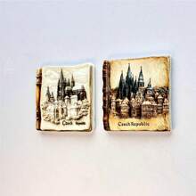 1pc Resin Refrigerator Magnet, Poland, Austria, Czech Landmarks Of Krakow, Hallstatt, Prague, Travel Souvenir, Home Decor Magnets For Bedroom, Kitchen, Wall, Creative Gift