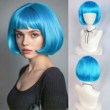 Fashion Women's BoBo Wigs, Short Straight Hair With Bangs Wigs, Multiple Pastel Colors Bob Anime Cosplay Wigs For Party Costume Wigs For Ladies, Pink Green Black Blonde Red Brown Blue White Purple Orange Yellow Rainbow Colorful Hairpiece For Holiday Comic Con Exhibition Celebration Daily Wigs For Birthday Gifts, Sassy Rockabilly Punk Cool Unique Rock & Roll 80s Wig