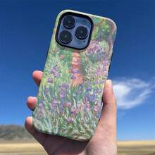 Glossy 2-In-1 Phone Case Featuring Oil Painting Flowers Inspired By Monet, Designed For Iphone17, 16 Pro Max, 15 Pro, 13, 11, 12, XS, 8 Plus, And 7 With Double Layer Protection. - trắng - Xem 8