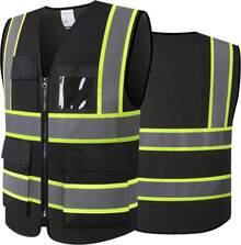 Reflective High Visibility Safety Vest Men Women With Pockets Zipper Front Meets ANSIISEA Standards