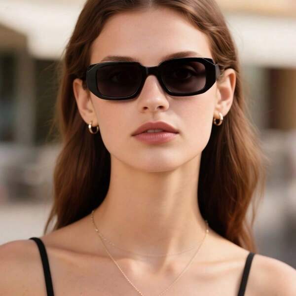 1 pieza Gafas de moda clásicas cuadradas con montura pequeña de estilo poligonal vintage para mujeres y hombres