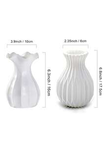 1pc Plastic Flower Vase,Home Decor,Flower Vase,Centerpiece,Table Decor Gifts Birthday Graduation Room Decor Glass Vase - White - View 8