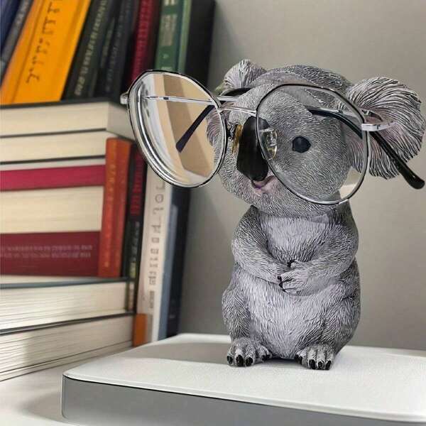 1pc Creative Koala Eyeglasses Stand Decor, Home Office Desk Bedroom Ornament, Cute Storage Rack Gift