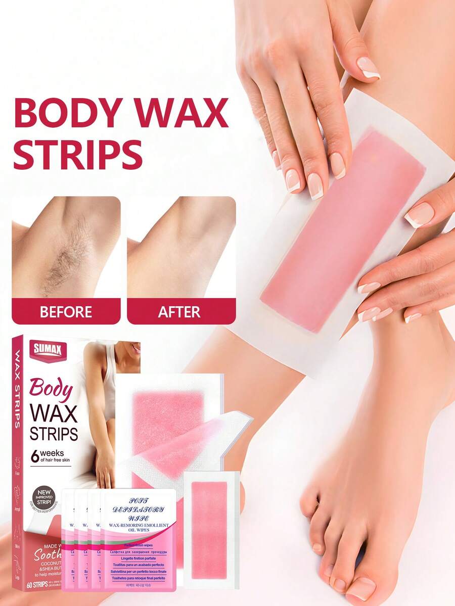 Coconut Oil Wax Strips For Sensitive Skin - Gentle Hair Removal With Aloe Vera | Pre-Cut & Hypoallergenic | 40 Count For Face/Body - Đỏ - Xem 1