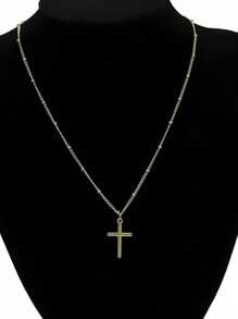 1pc Vintage Minimalist Stainless Steel Cross Pendant Necklace For Women
