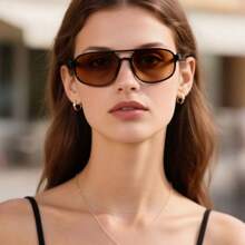 1 pieza Gafas de moda vintage ovaladas, estilo retro y sencillo, con montura pequeña personalizada, forma de aviador para mujeres y hombres