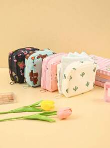 1 pièce Sac de rangement portable pour serviettes hygiéniques, sac en tissu Oxford à fermeture éclair pour tampons, sac de rangement multifonction élégant et pratique pour les voyages - parfait pour les articles de toilette, les serviettes hygiéniques, le sac à rouge à lèvres, le porte-monnaie, le sac de rangement portable, le sac de toilette pour les filles, les femmes et les adolescentes, fournitures scolaires et de bureau, cadeau de Noël, ambiance bohème