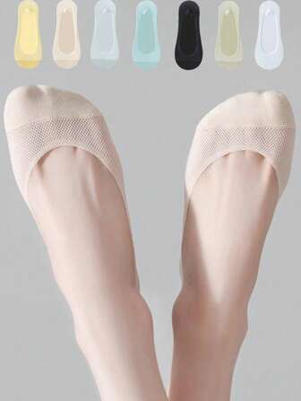 1/5 Pairs Socks For Women,Thin Summer And Autumn No Show Socks, Silicone Anti Slip Daily Use And Travel Ankle Socks