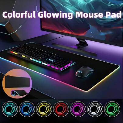 RGB LED Gaming Mouse Pad With USB Powered Lighting – Large Extended Desktop Mat With Multiple Color Lighting, Stitched Edges, Non-Slip Rubber Base, And Fine Weave Fabric Surface For Professional Gamers