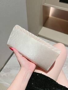 Bolso de mano de noche con pliegues de satén bordado con rhinestones, forma de sobre, bolso formal de señora para boda, fiesta, cheongsam, cóctel, baile de graduación, bolso de mano de alta moda - Albaricoque - Ver 10