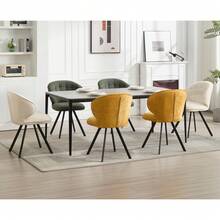 Chairus Kitchen Dining Chairs Set Of 2 Upholstered Side Chair In Chenille Fabric Comfortable Dining Room Chairs With Metal Legs - White - View 4