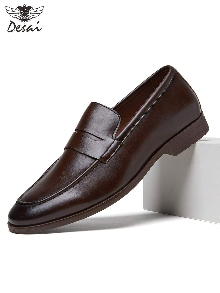 DESAI 1 paire de chaussures habillées  sélectionnées pour hommes, chaussures de ville décontractées polyvalentes et à lacets et semelle antidérapante pour jeunes hommes - Tabac - Voir 1