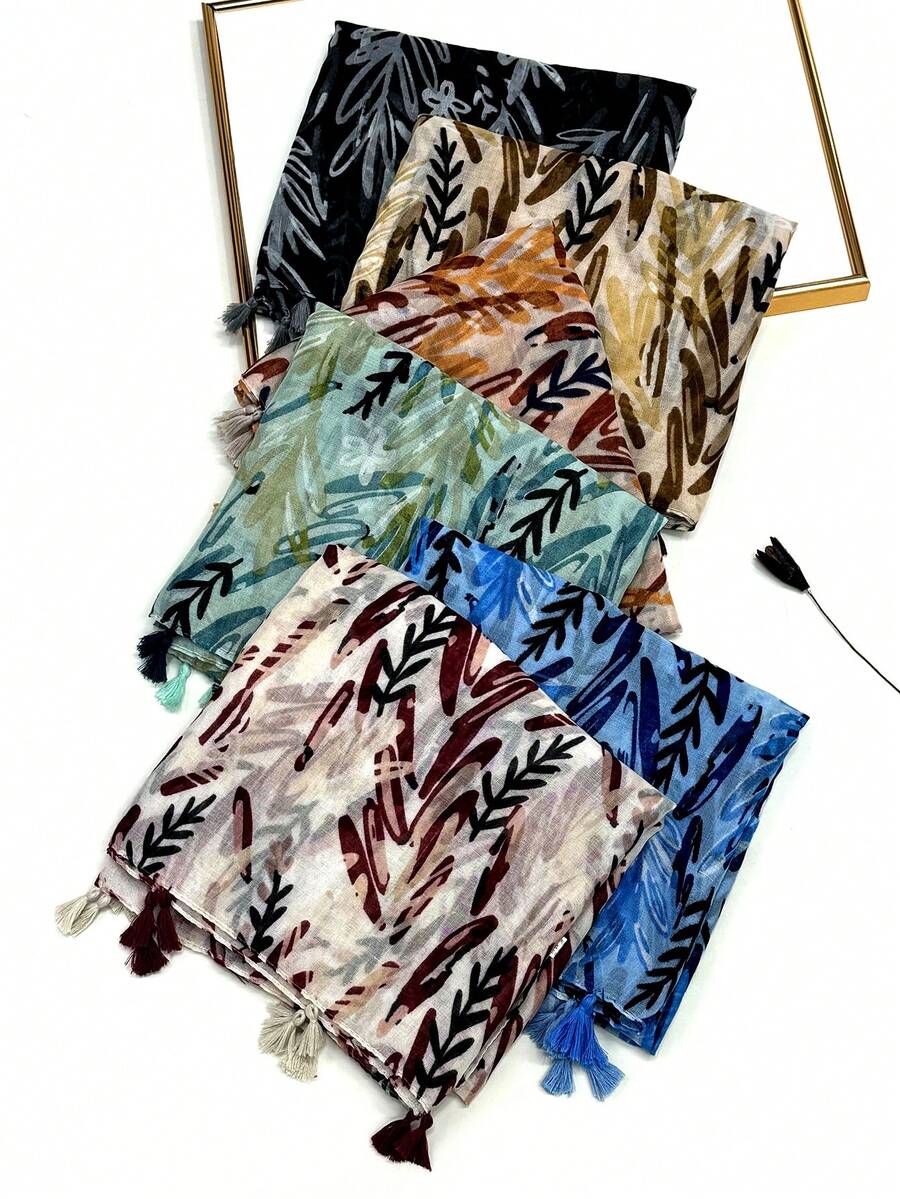 Khăn choàng tua rua thoáng khí mới, khăn quàng cổ phong cách thanh lịch thời trang dành cho nữ bằng lụa, khăn quàng cổ dài màu sắc tươi sáng dùng để chống nắng ngoài trời, khăn choàng đi biển, khăn trùm đầu đa năng, mùa xuân/hè - Nhiều màu - Xem 1