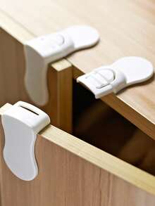 1/3/5Pcs Cabinet Locks, Easy Install No-Drill, Strong Adhesive, For Drawers, Cabinets, Fridge, Proofing, Ideal Gift For Holidays - White - View 1