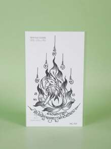 1 peça de tatuagem falsa temporária, tatuagem semipermanente de raposa de nove caudas, à prova d'água e suor, dura de 1 a 2 semanas, suco de ervas realista, antifricção, não reflexivo, preto, para mulheres e homens, adesivos de tatuagem para braço, peito, perna, abdômen, cintura, dedos, pescoço, coluna, arte corporal modernista