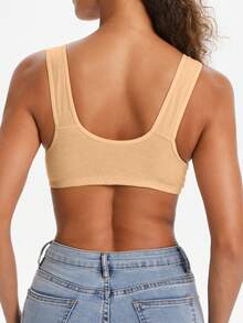 5PCS EssElegance Plus Size Wire-Free Seamless Bra For Woman Striped Breathable Push Up Padded Bra For Everyday Wear - 彩色 - 查看 3