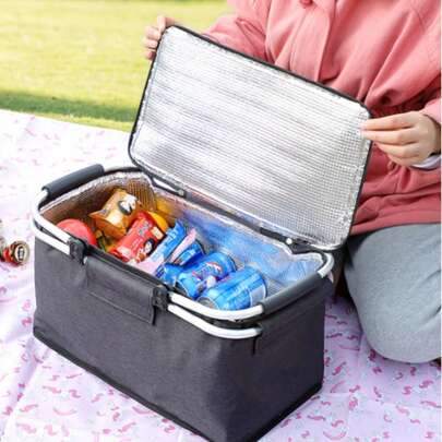 Outdoor Insulated Thermal Picnic Basket, Portable Cooler Bag