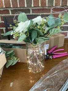 Mini Faux Pearl Flowers Gold Pearl Stick Beads For Bridal Wedding Pearl Bouquet Party Decorations, DIY Wreath Bridal Wedding Pearl Bouquet Decorations, Home Party Decorations Crafts Decorations