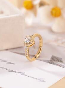 1 szt. Elegancki minimalistyczny pierścień miedziany w kształcie serca, idealny prezent dla bliskich i przyjaciół