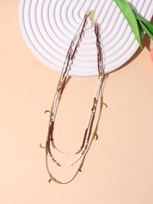 1pc New Bohemian Beaded Necklace, 3-Layer Handmade Woven Women Necklace For Daily Wear - Multicolor - View 16