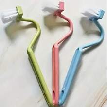 1pc V-Shaped Toilet Brush: V-Shaped Toilet Brush, Small Toilet Brush, No-Dead-Angle Cleaning Brush, Household Bathroom Toilet Cleaning Tool, Rotatable Toilet Bend, Wall-Mounted (Random Color)