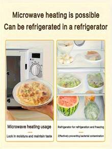 100 pièces de couvercles de conservation des aliments réutilisables et élastiques - membranes de scellement en plastique transparent et extensible pour bols et assiettes, excellent substitut pour le papier d'aluminium et l'emballage - Blanc - Voir 9