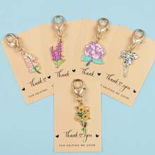 5 件可爱珐琅紫玫瑰花合金钥匙圈，感谢老师的礼物，波西米亚风钥匙链，适合女士女孩手提包配饰 DIY 珠宝最佳朋友礼物，甜蜜汽车配饰包包饰品 - 彩色 - 查看 6